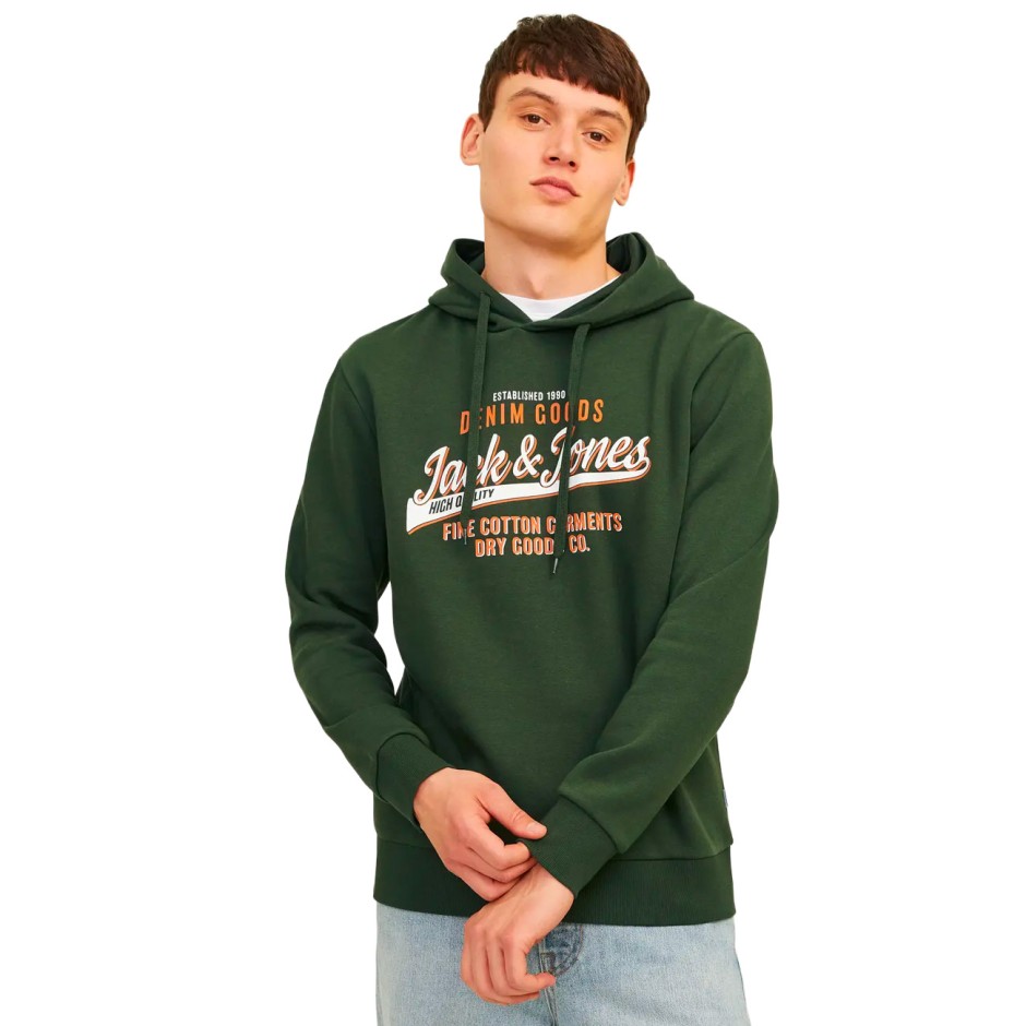 JACK & JONES JJELOGO SWEAT HOOD 2 COL 24/25 NOOS 12255617-4517288 Green