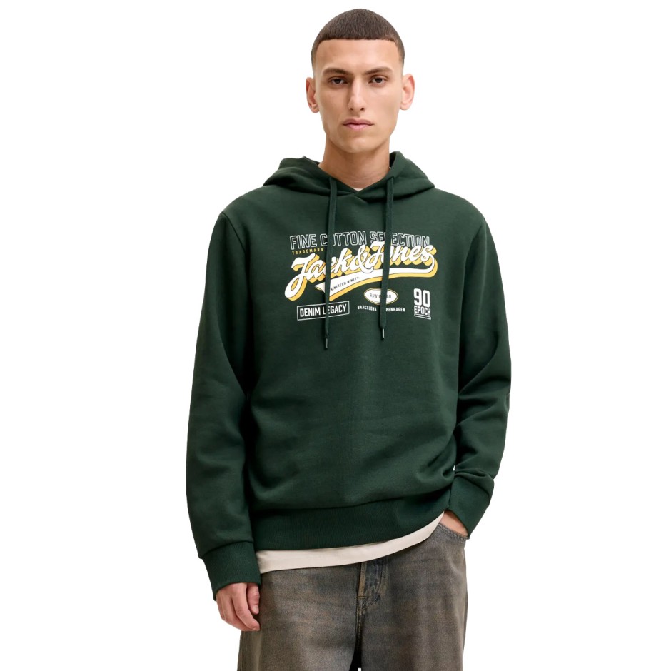 JACK & JONES JJELOGO SWEAT HOOD 2 COL AW SN 12299467-5034185 Πράσινο