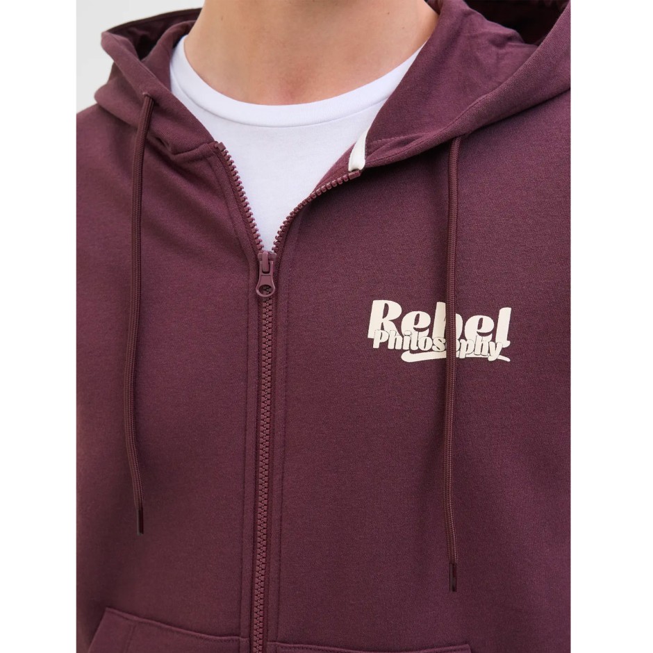 JJ REBEL JREBRAKIM SWEAT ZIP HOOD 12279424-VINEYARD WINE Βordeaux