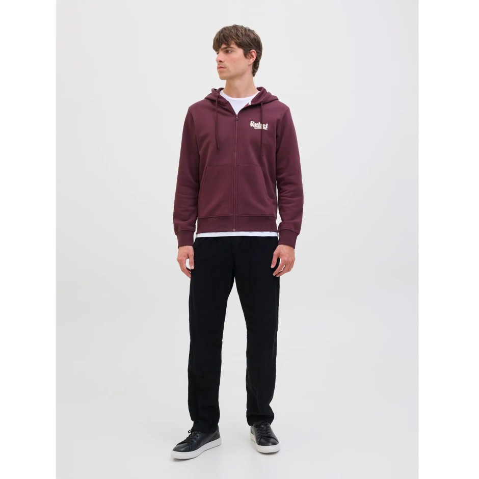 JJ REBEL JREBRAKIM SWEAT ZIP HOOD 12279424-VINEYARD WINE Βordeaux