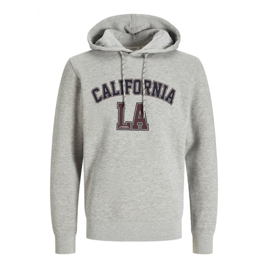 JJ REBEL JREBOWEN SWEAT HOOD 12266368-LIGHT GREY MELANGE Grey