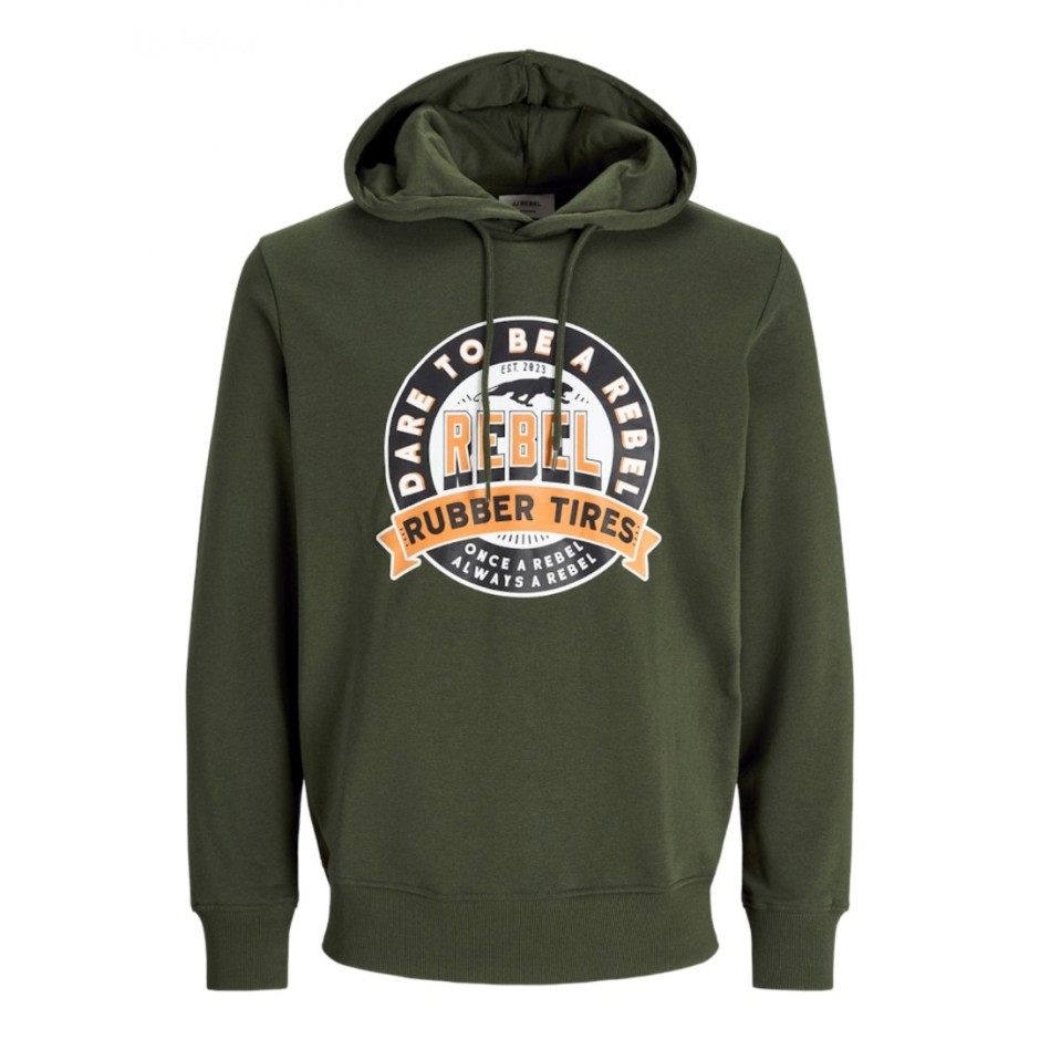 JJ REBEL JREBCASPER SWEAT HOOD 12266364-KOMBU GREEN OLIVE