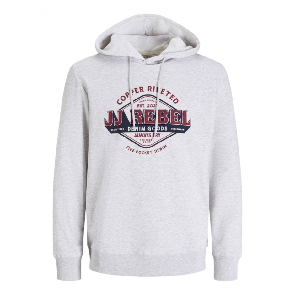 JJ REBEL JREBCASPER SWEAT HOOD 12266364-WHITE MELANGE White