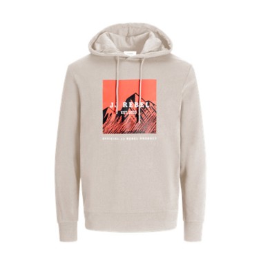 JJ REBEL RAVEN SWEAT HOOD 12266380-MOONBEAM Γκρί