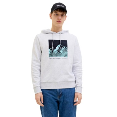 JJ REBEL RAVEN SWEAT HOOD 12266380-WHITE MELANGE Λευκό