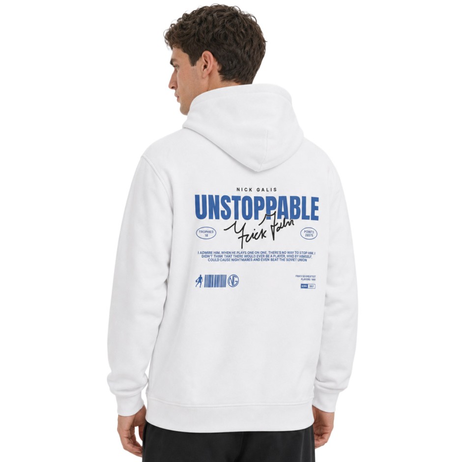 Men's Hoodie White - Nick Galis 'Unstoppable'
