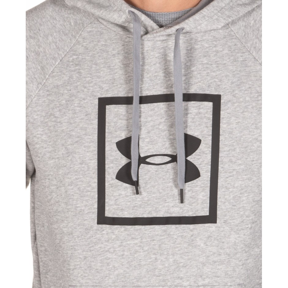 UNDER ARMOUR RIVAL FLEECE BOX LOGO HOODIE 1329745-035 Grey