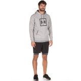 UNDER ARMOUR RIVAL FLEECE BOX LOGO HOODIE 1329745-035 Grey Image 2