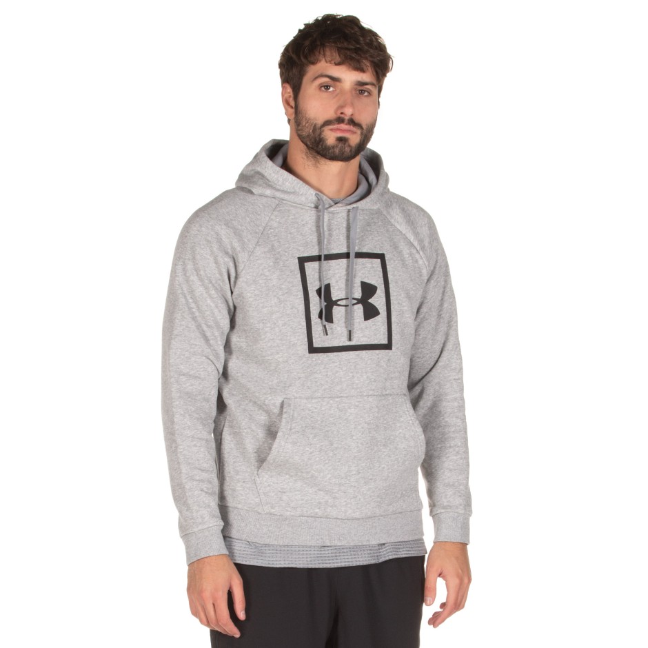 UNDER ARMOUR RIVAL FLEECE BOX LOGO HOODIE 1329745-035 Grey