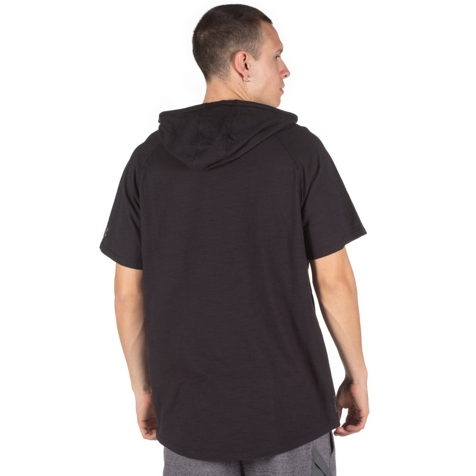 UNDER ARMOUR MEN'S PROJECT ROCK CHARGED COTTON® SHORT SLEEVE HOODIE 1351525-001 Black