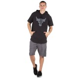 UNDER ARMOUR MEN'S PROJECT ROCK CHARGED COTTON® SHORT SLEEVE HOODIE 1351525-001 Black Image 2
