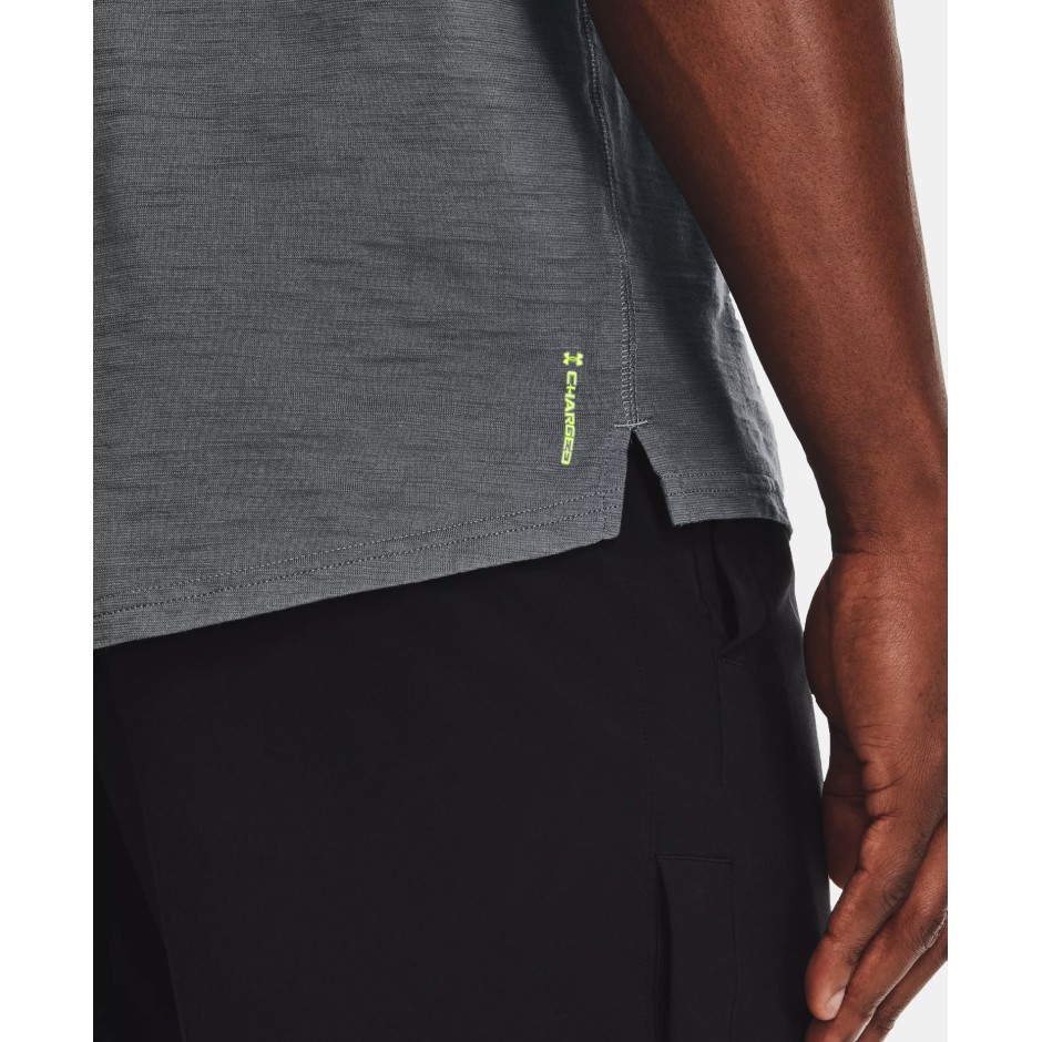 UNDER ARMOUR PROJECT ROCK CHARGED COTTON® MEN'S SHORT SLEEVE HOODIE 1361719-012 Black