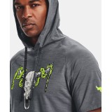UNDER ARMOUR PROJECT ROCK CHARGED COTTON® MEN'S SHORT SLEEVE HOODIE 1361719-012 Black Image 2