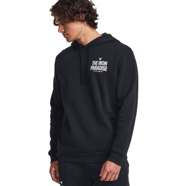 Under Armour Project Rock Rival Fleece Μαύρο - Ανδρική Μπλούζα Φούτερ Προπόνησης 