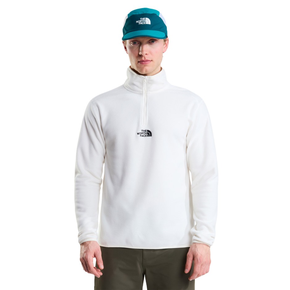 Ανδρική Μακρυμάνικη Μπλούζα Λευκή - The North Face Glacier 1/4 Zip Fleece