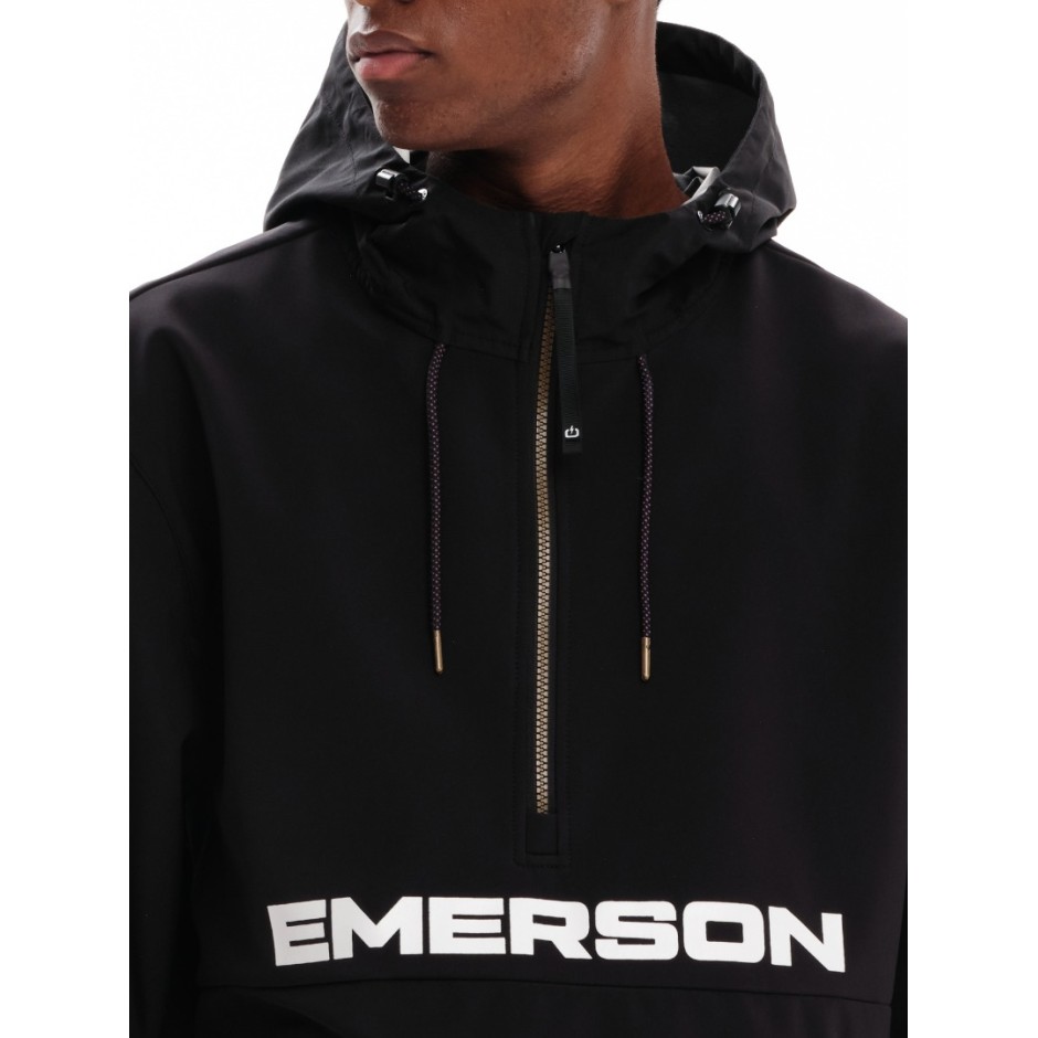 Emerson Μαύρο - Ανδρικό Μπουφάν Με Κουκούλα