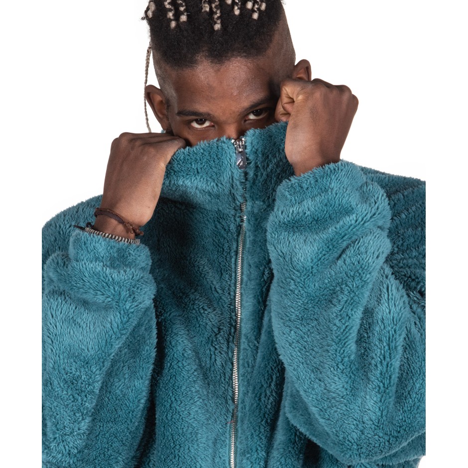 JORDAN BLACK CAT SHERPA COACHES JACKET CD4838-364 Turquoise
