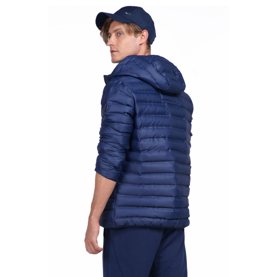 BODY ACTION MEN QUILT PADDED JACKET WITH HOOD 073926-01-04K Μπλε