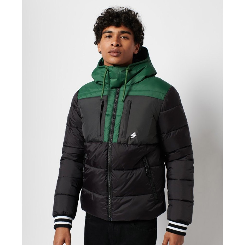 SUPERDRY SPORTS PUFFER CLR BLOCK JACKET M5011213A-02A Black