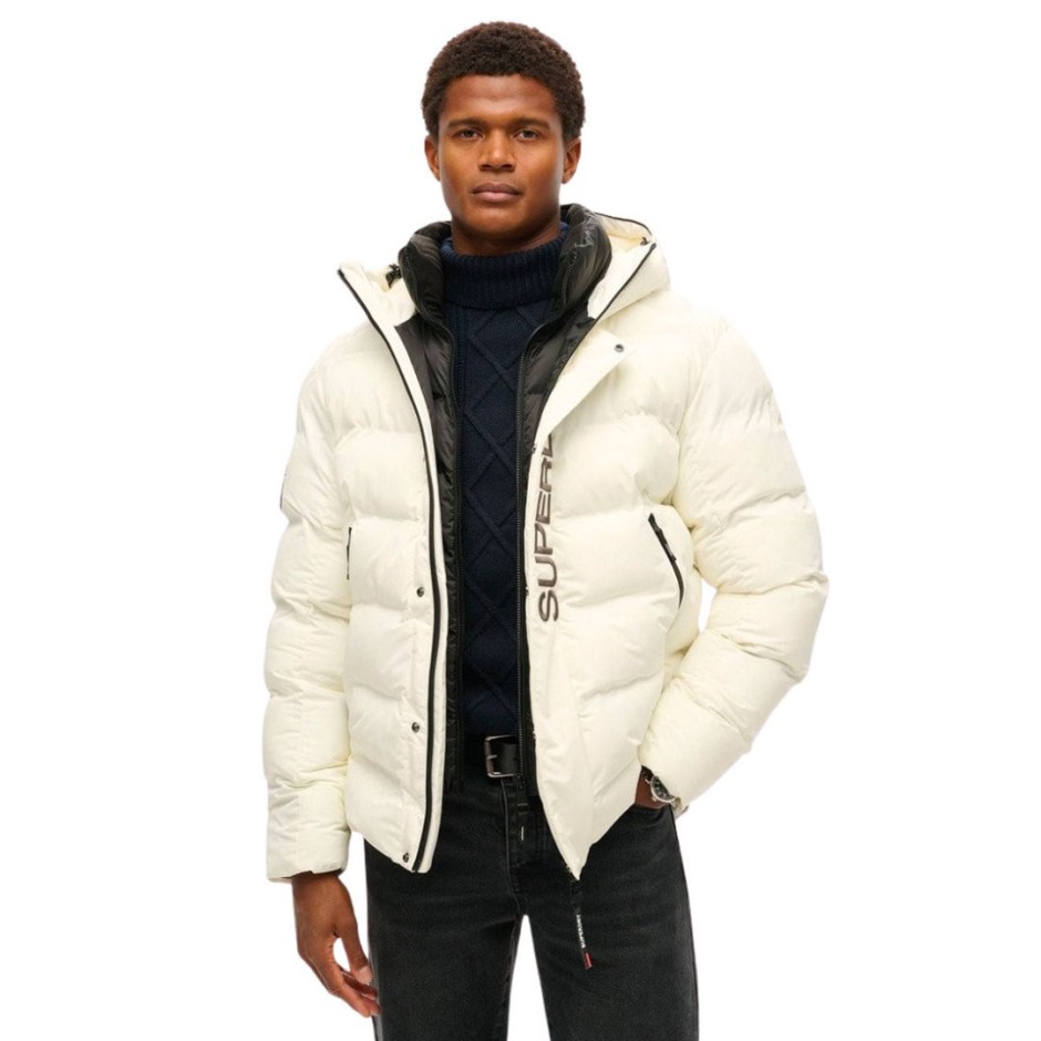 SUPERDRY D3 OVIN HOODED CITY GRAPHIC PUFFER JKT M5011902A-71D Ecru