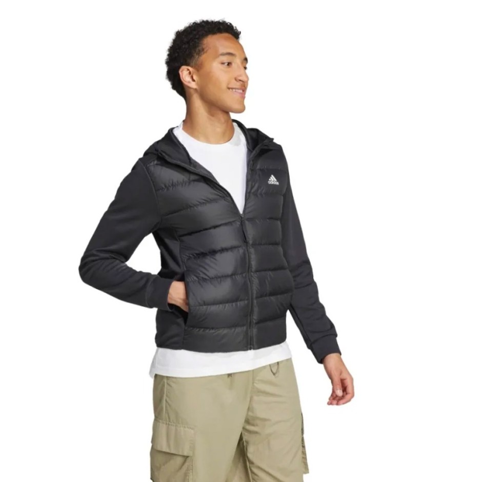 adidas Sportswear Essentials Hybrid Down Μαύρο - Ανδρικό Μπουφάν