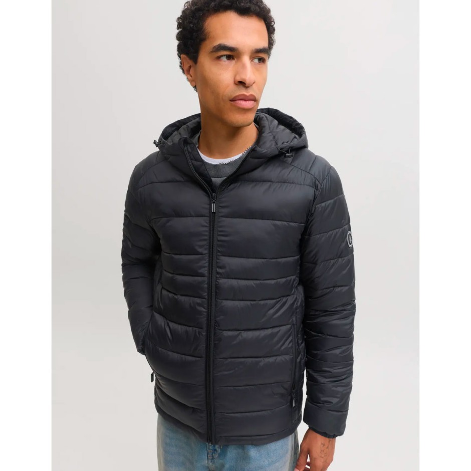 JACK & JONES JJEKINGSLEY LIGHT PUFFER HOOD NOOS 12298869-5028413 Μαύρο
