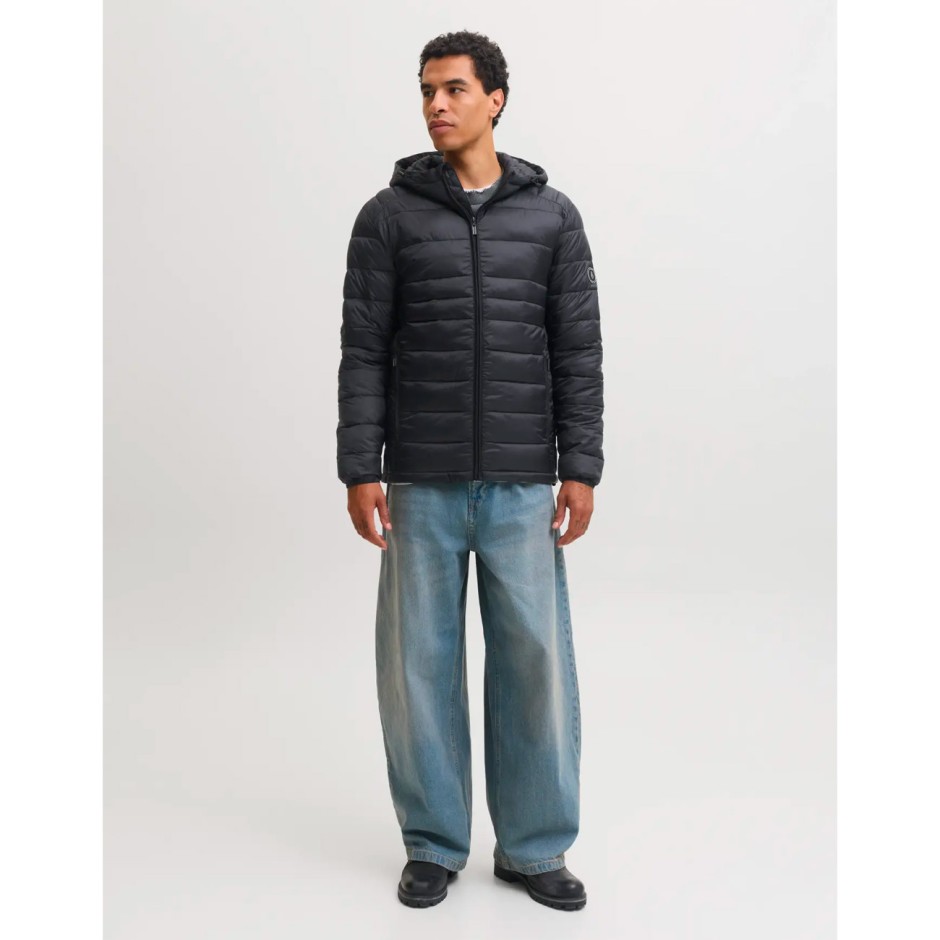 JACK & JONES JJEKINGSLEY LIGHT PUFFER HOOD NOOS 12298869-5028413 Μαύρο