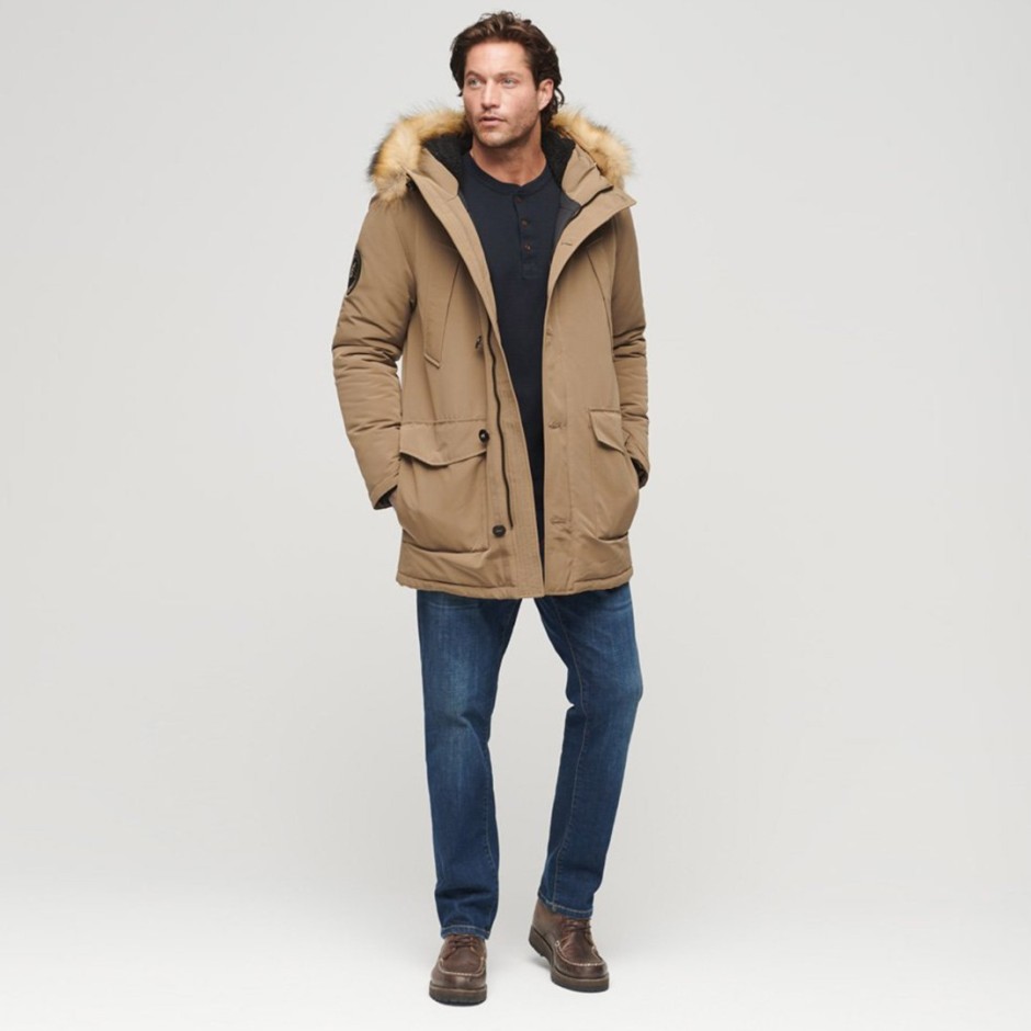 Superdry Everest Μπέζ - Ανδρικό Μπουφάν Παρκά