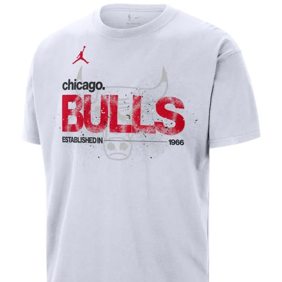 Ανδρική Κοντομάνικη Μπλούζα NBA Λευκή - Jordan Chicago Bulls Courtside '85