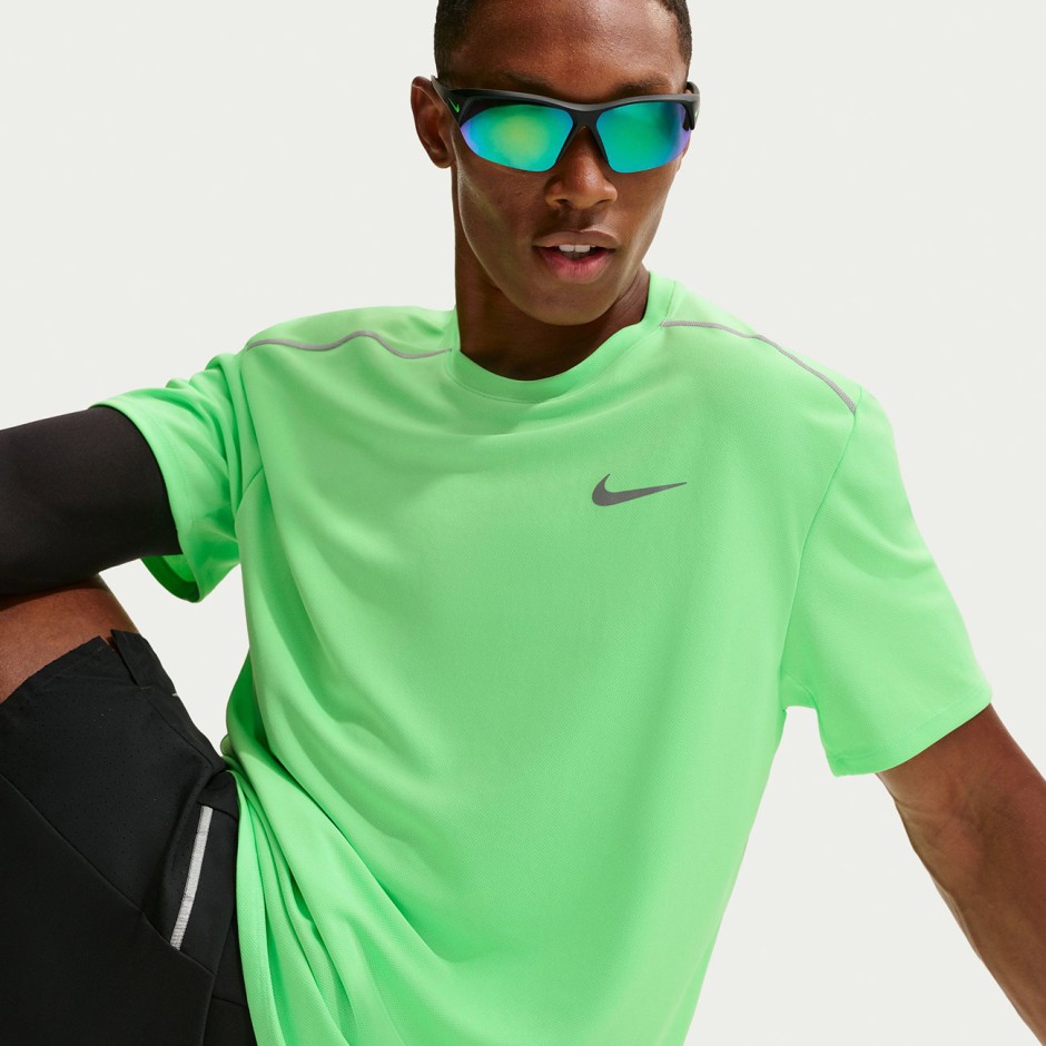 Men's Running T-Shirt Lime - Nike Miler Dri-FIT