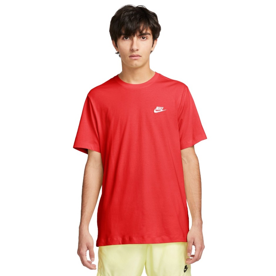 Ανδρική Κοντομάνικη Μπλούζα Κόκκινη - Nike Sportswear Club