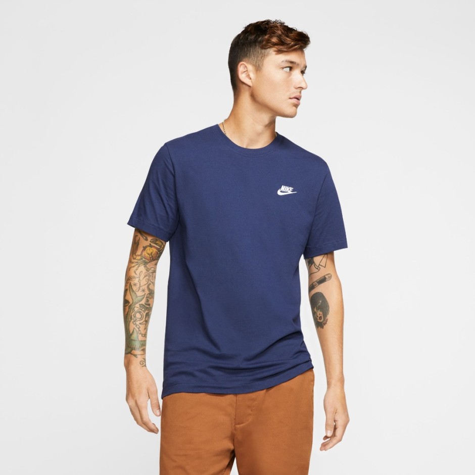Ανδρική Κοντομάνικη Μπλούζα Μπλε - Nike Sportswear Club