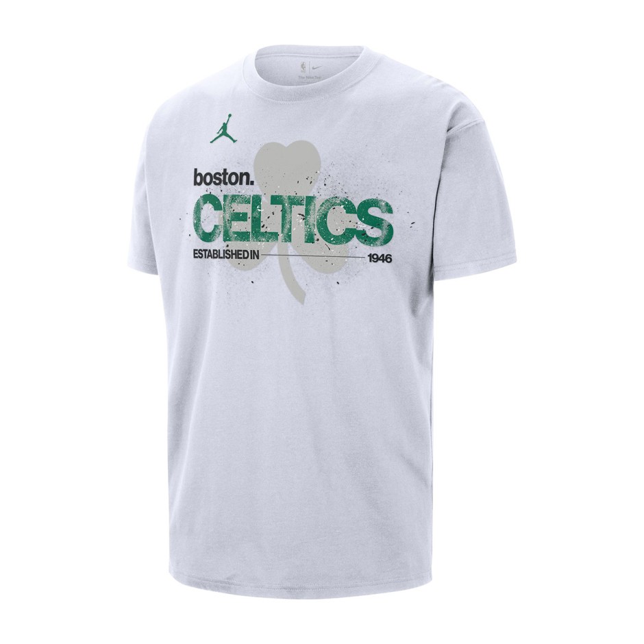 Ανδρική Κοντομάνικη Μπλούζα NBA Λευκή - Jordan Boston Celtics Courtside '85