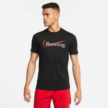 Nike Dri-FIT Μαύρο - Ανδρική Κοντομάνικη Μπλούζα για Τρέξιμο