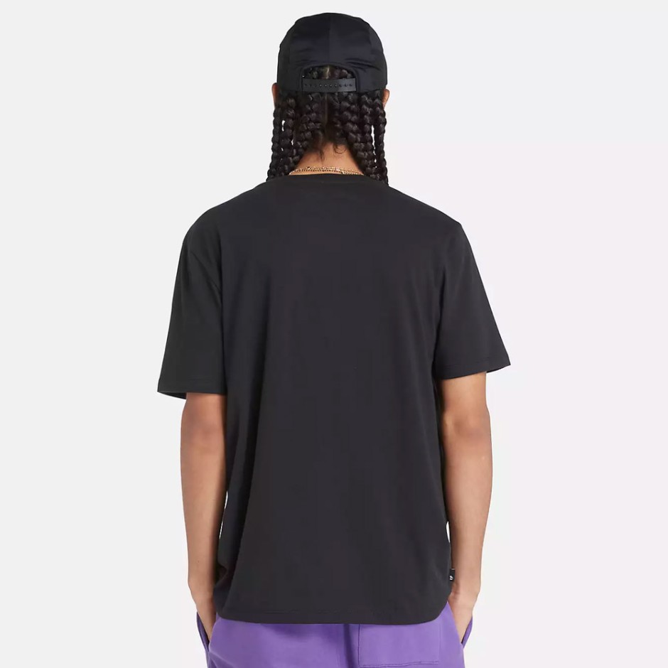 Ανδρική Κοντομάνικη Μπλούζα Μαύρη - Timberland River Tree Logo  