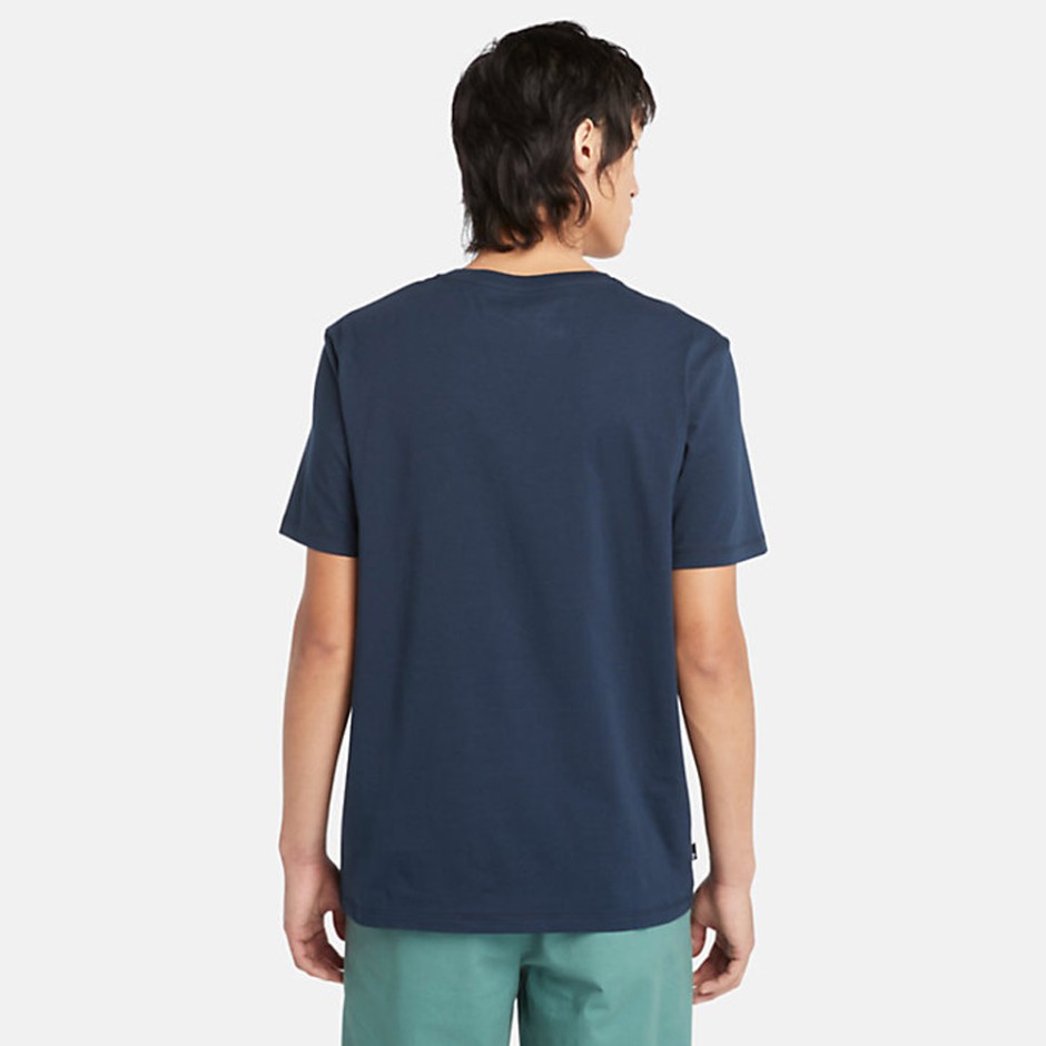 Timberland River Tree Logo Μπλε - Ανδρική Κοντομάνικη Μπλούζα