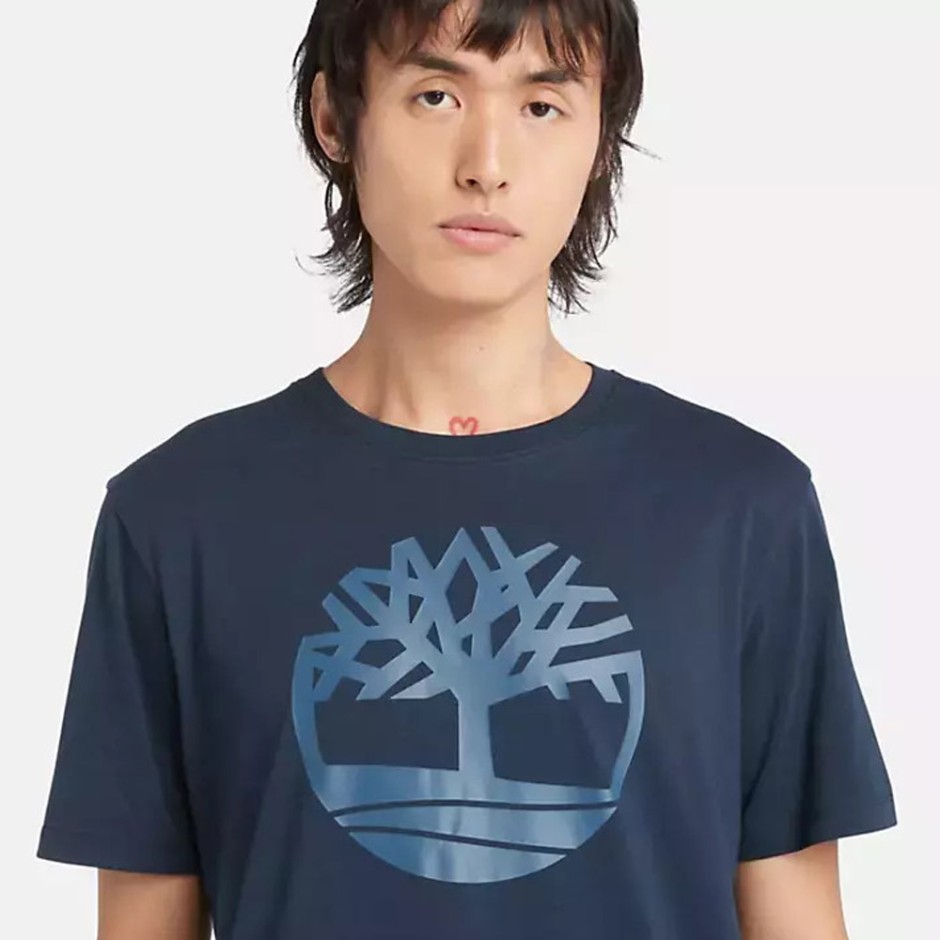 Timberland River Tree Logo Μπλε - Ανδρική Κοντομάνικη Μπλούζα