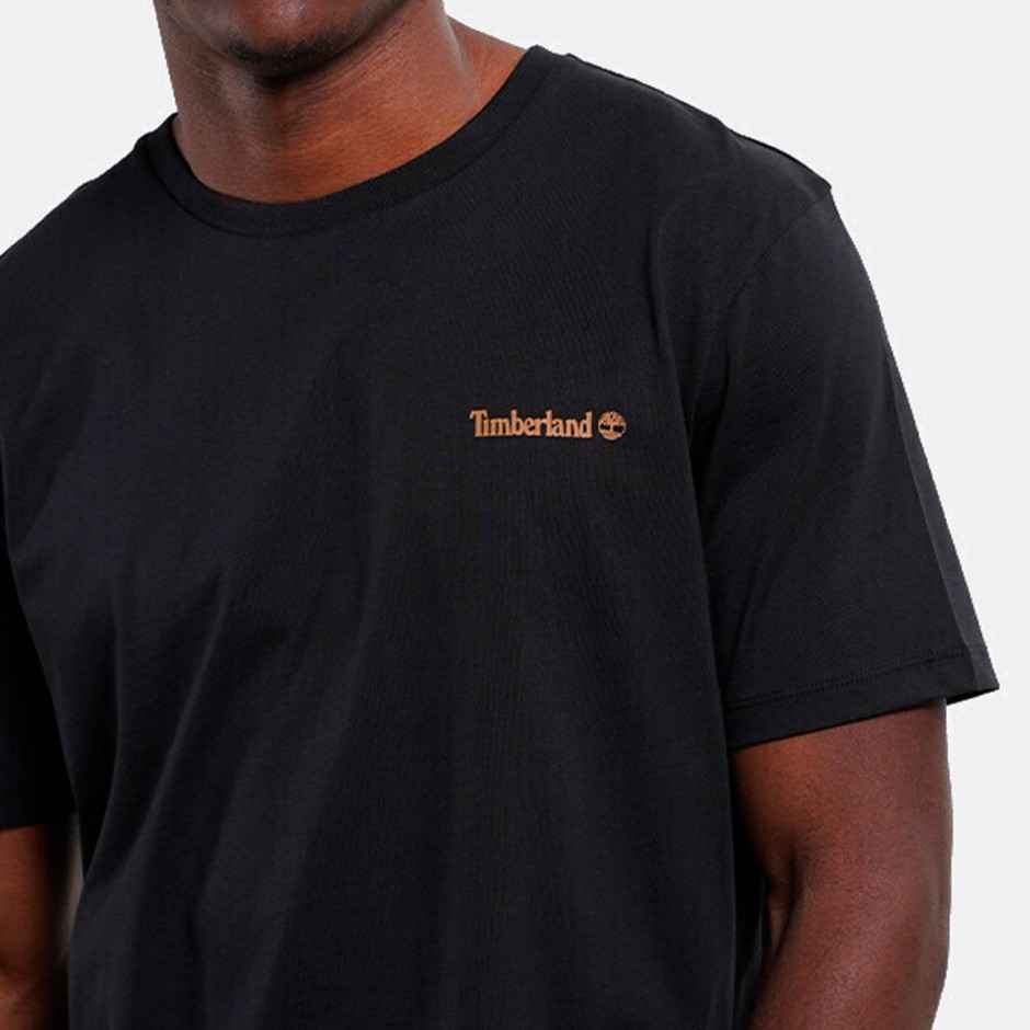 Ανδρική Κοντομάνικη Μπλούζα Μαύρη - Timberland Linear Logo Print