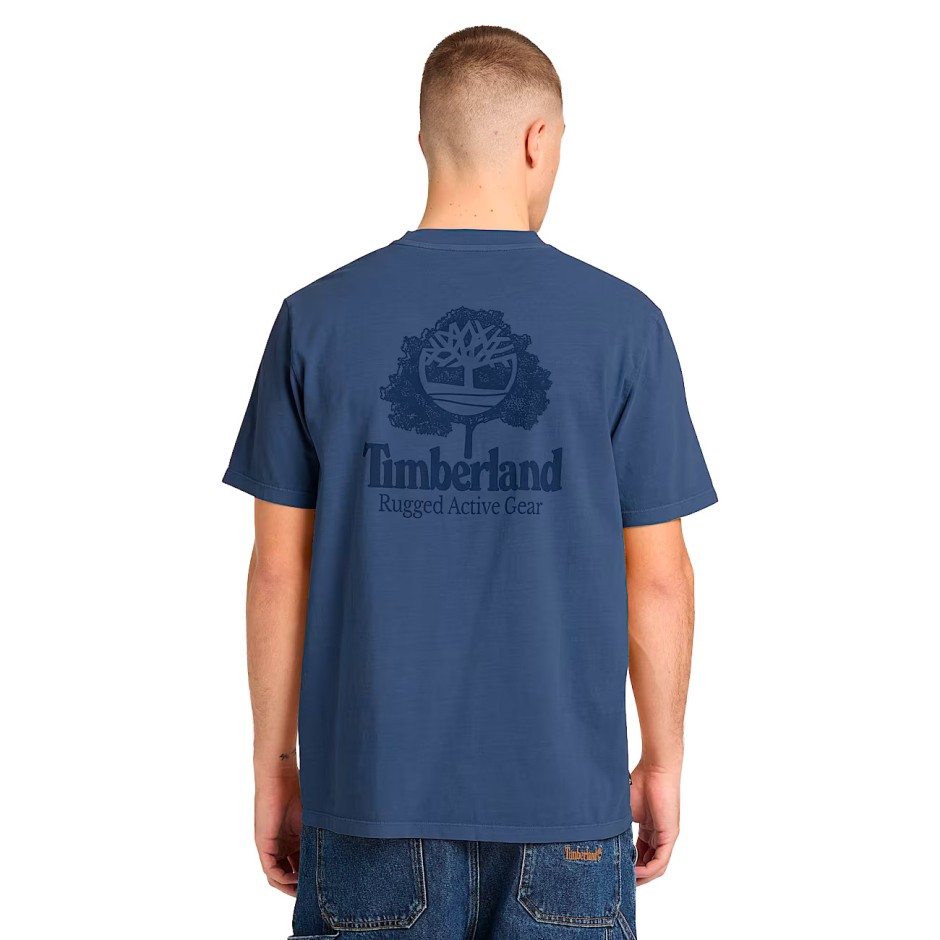 Men's T-Shirt Blue - Timberland Rugged Active Gear Graphic