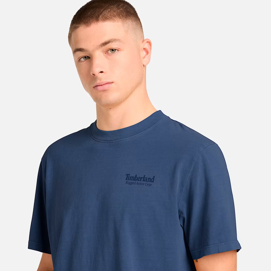 Men's T-Shirt Blue - Timberland Rugged Active Gear Graphic
