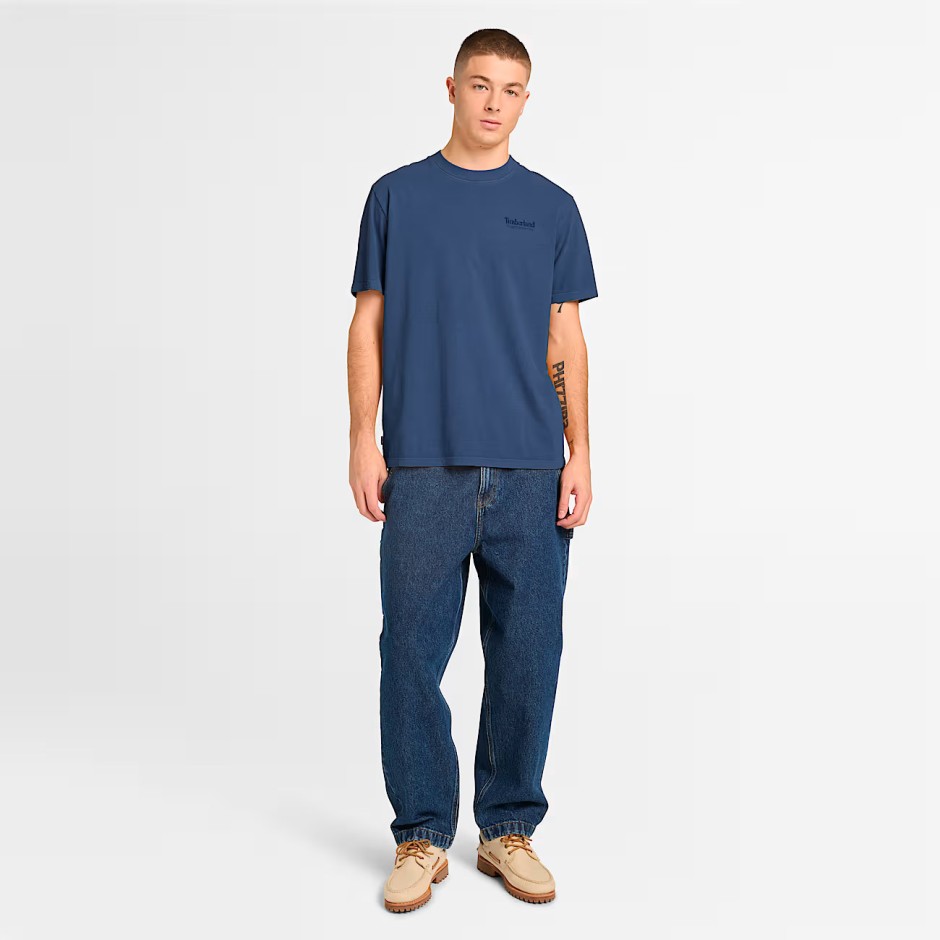 Men's T-Shirt Blue - Timberland Rugged Active Gear Graphic