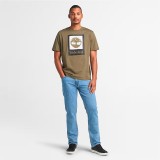 Ανδρική Κοντομάνικη Μπλούζα Χακί - Timberland Stack Logo Colored Εικόνα 2