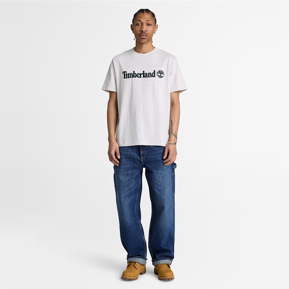 Men's T-Shirt Ecru - Timberland Established 1973 Embroidered