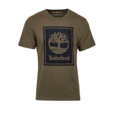 Ανδρική Κοντομάνικη Μπλούζα Χακί - Timberland Stack Logo