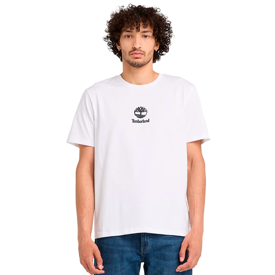 Ανδρική Κοντομάνικη Μπλούζα Λευκή - Timberland Stack Logo Print