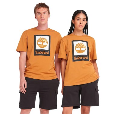 Ανδρική Κοντομάνικη Μπλούζα Μουσταρδί - Timberland Stack Logo