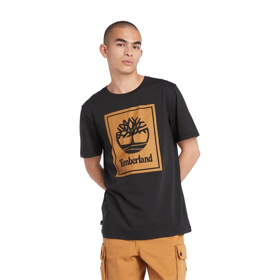 TIMBERLAND STACK LOGO SHORT SLEEVE TEE TB0A5WQQP56-P56 Black