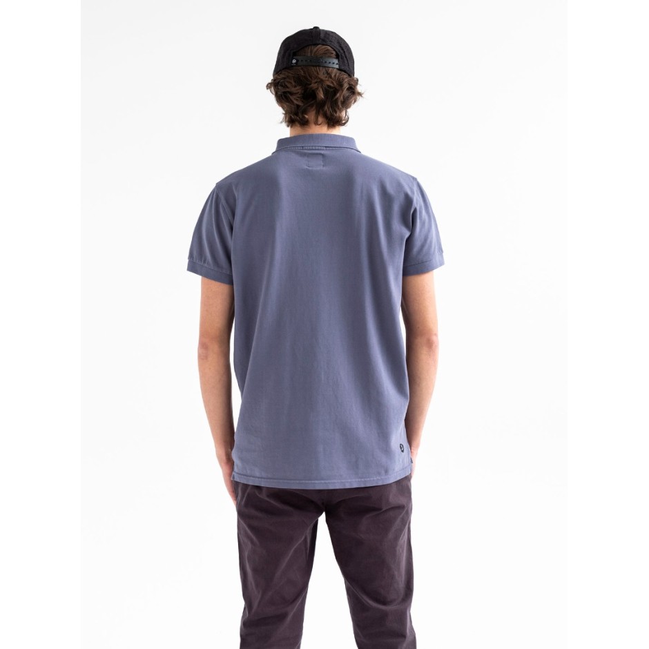 BASEHIT MEN'S GARMENT DYED POLO 201.BM35.70GD-GD STONE BLUE Blue