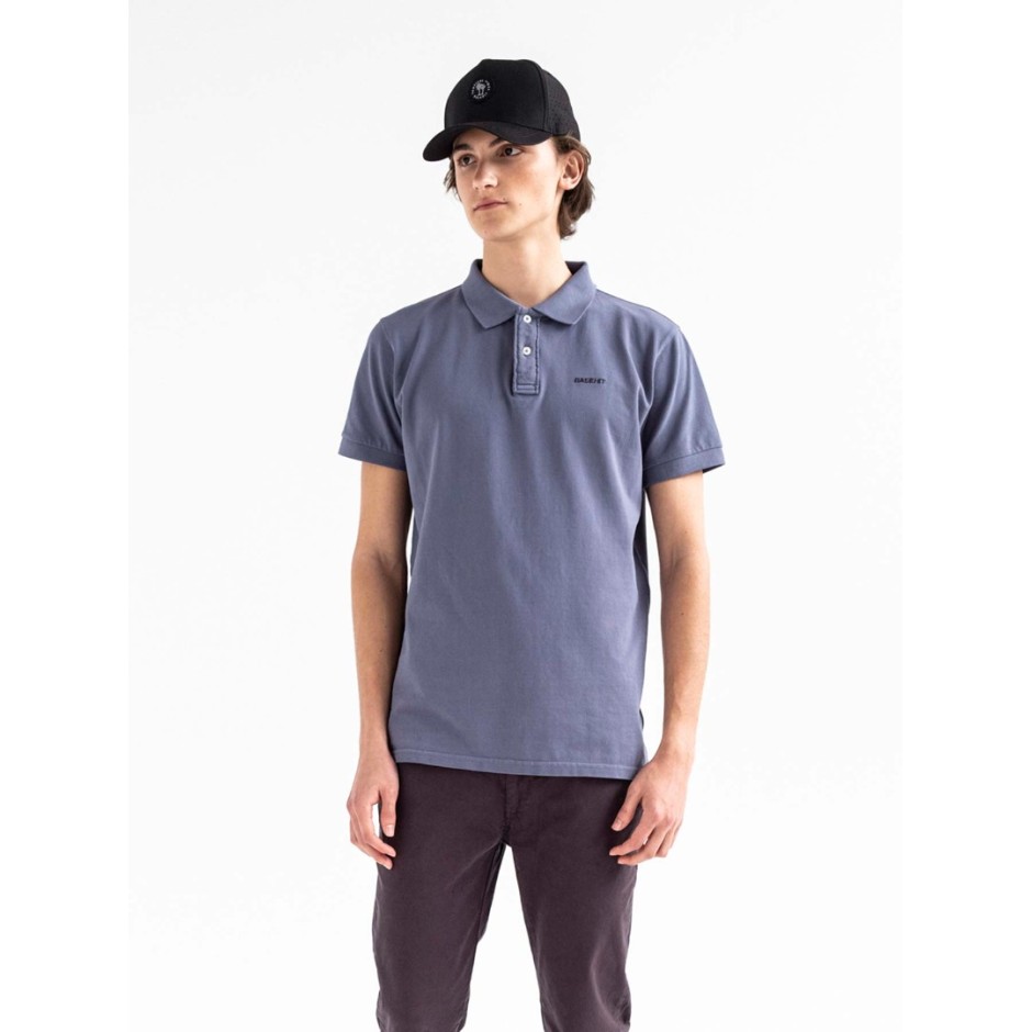 BASEHIT MEN'S GARMENT DYED POLO 201.BM35.70GD-GD STONE BLUE Blue