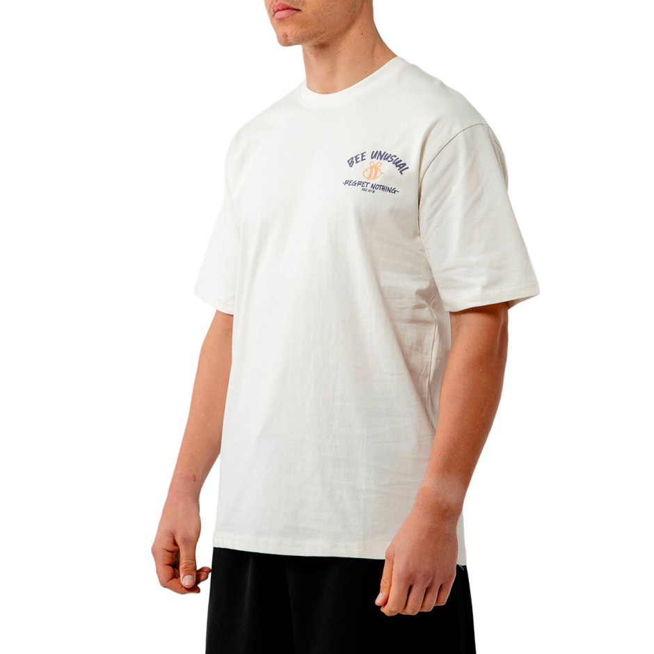 Men's T-Shirt Ecru - Bee Unusual 'Regret Nothing'